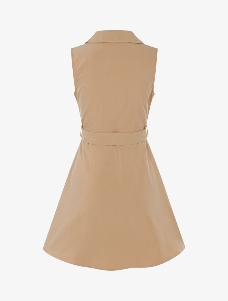 Robe patineuse à boutons décoratifs - beige - 2