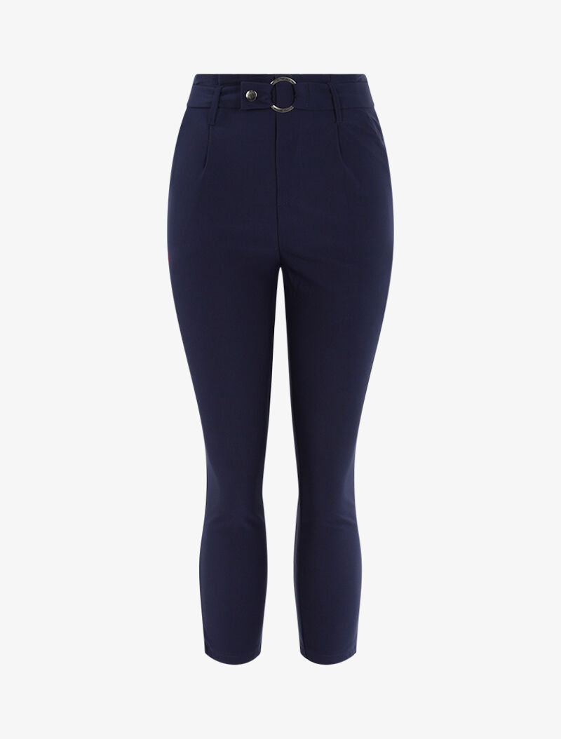 Pantalon 7/8 coupe ajustée taille empire - marine
