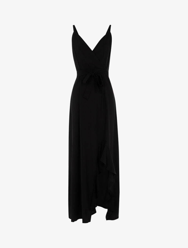 Robe longue à bord fendu volanté - noir - 3