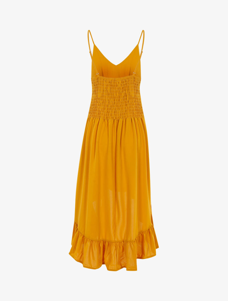 Robe asymétrique volantée - jaune - 2