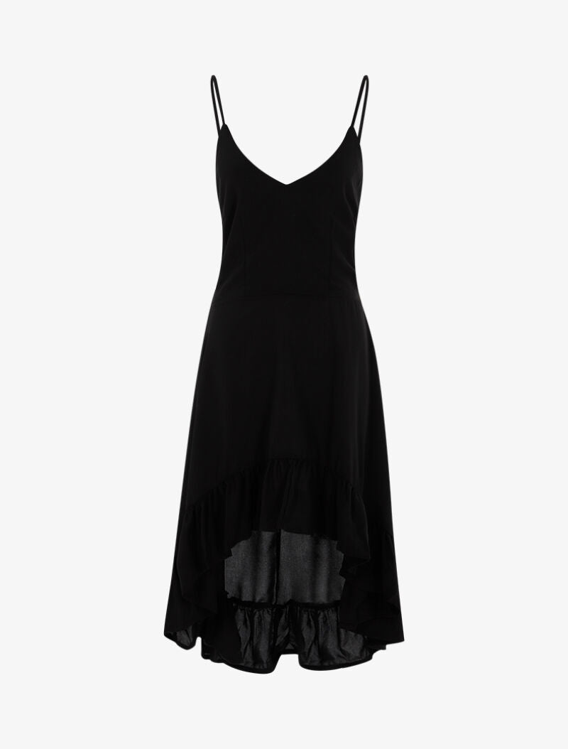 Robe asymétrique volantée - noir - 3