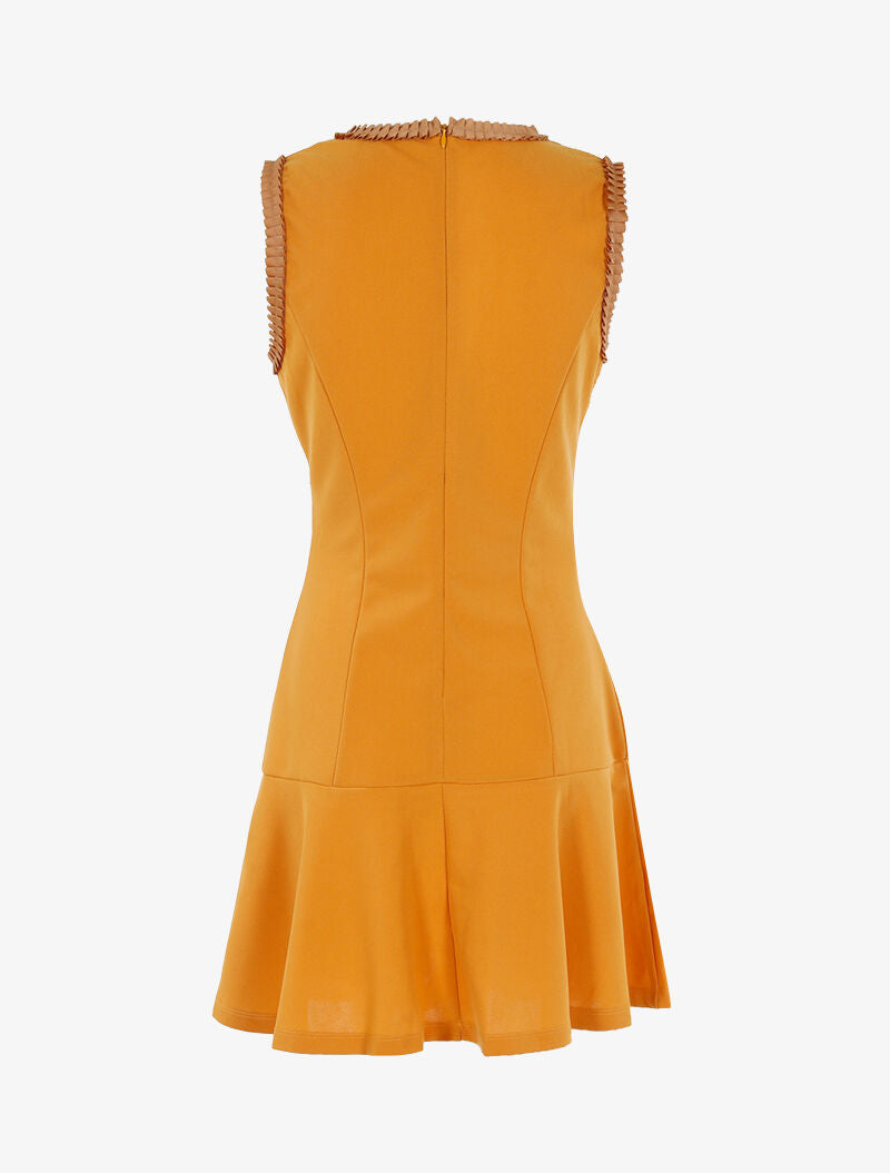 Robe à empiècements satinés - jaune - 2