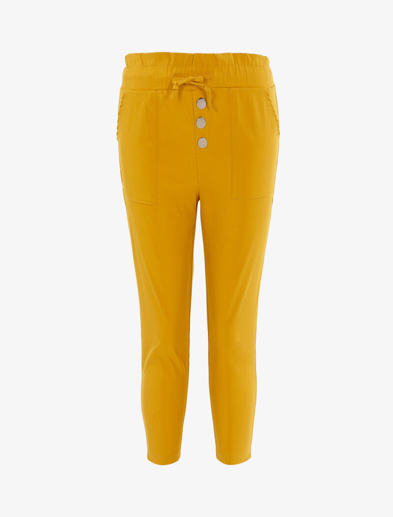 Pantacourt à taille empire - jaune - 1