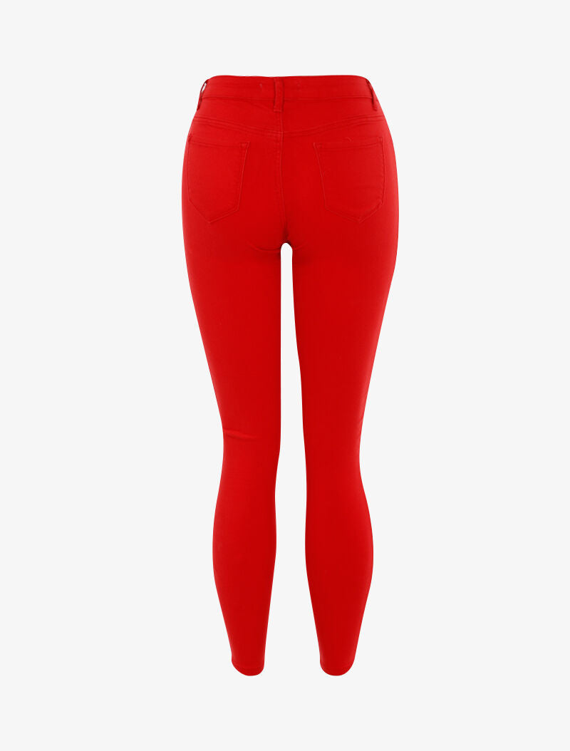 Jean stretch uni - rouge - 2