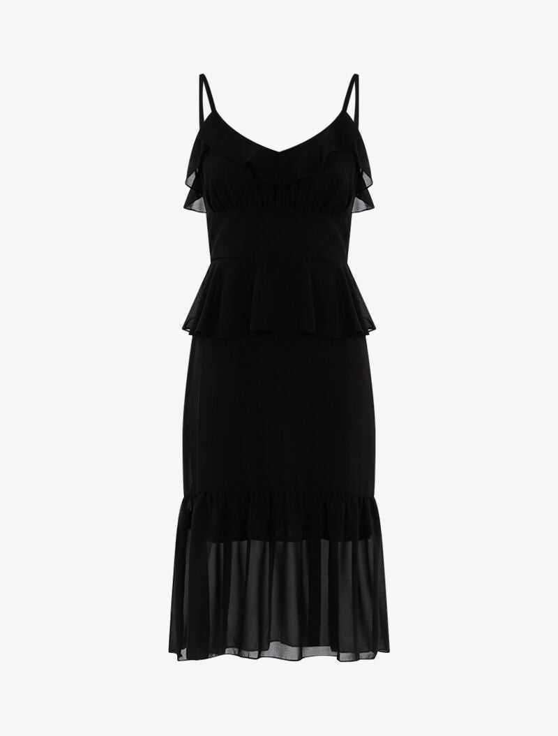 Robe en voile à volants - noir - 2