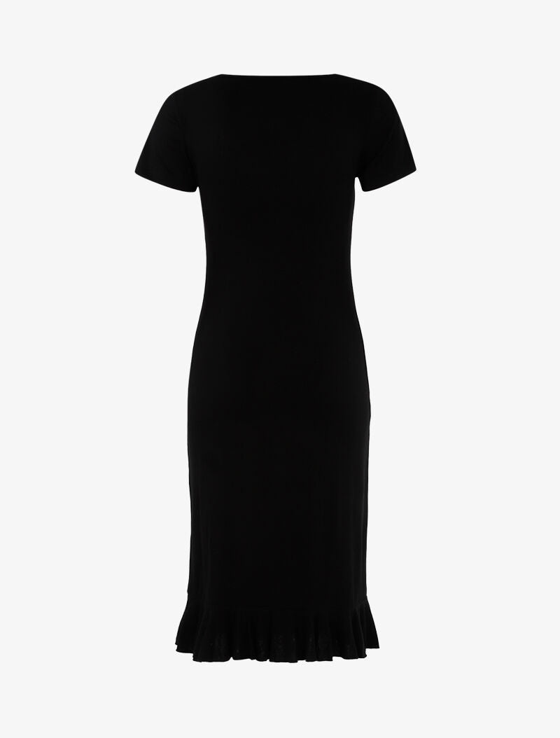 Robe à boutonnière et bord volanté - noir - 2