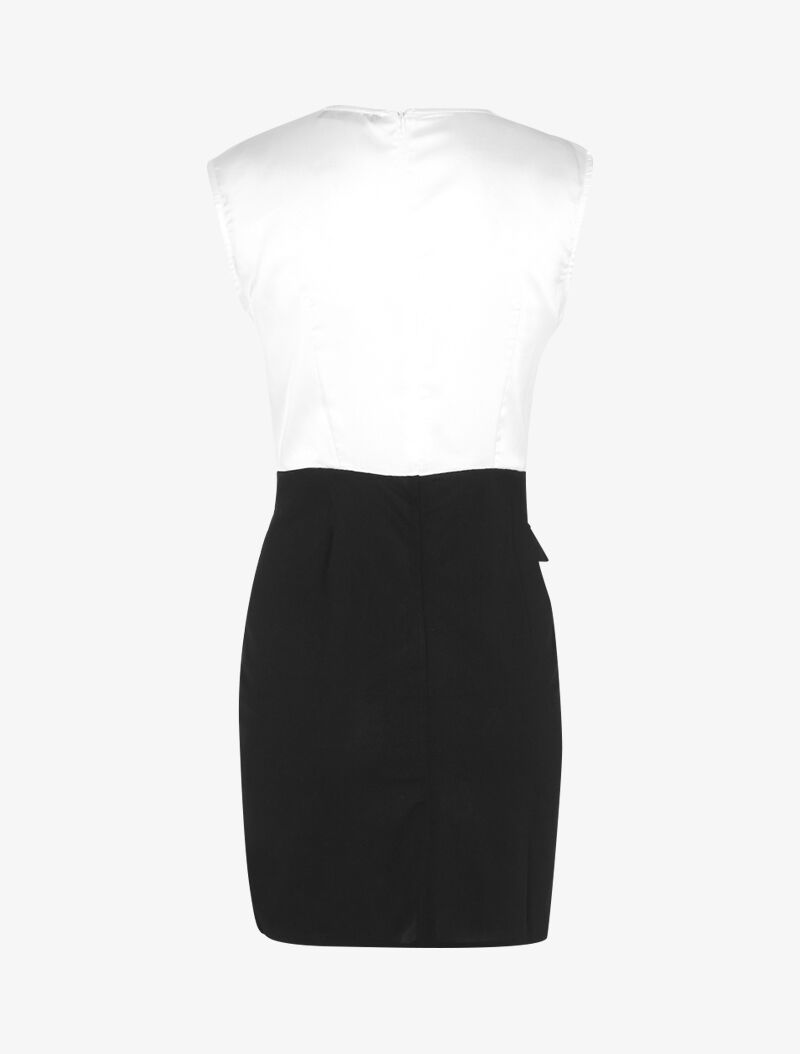 Robe bi matière à boutons décoratifs - noir/blanc - 2