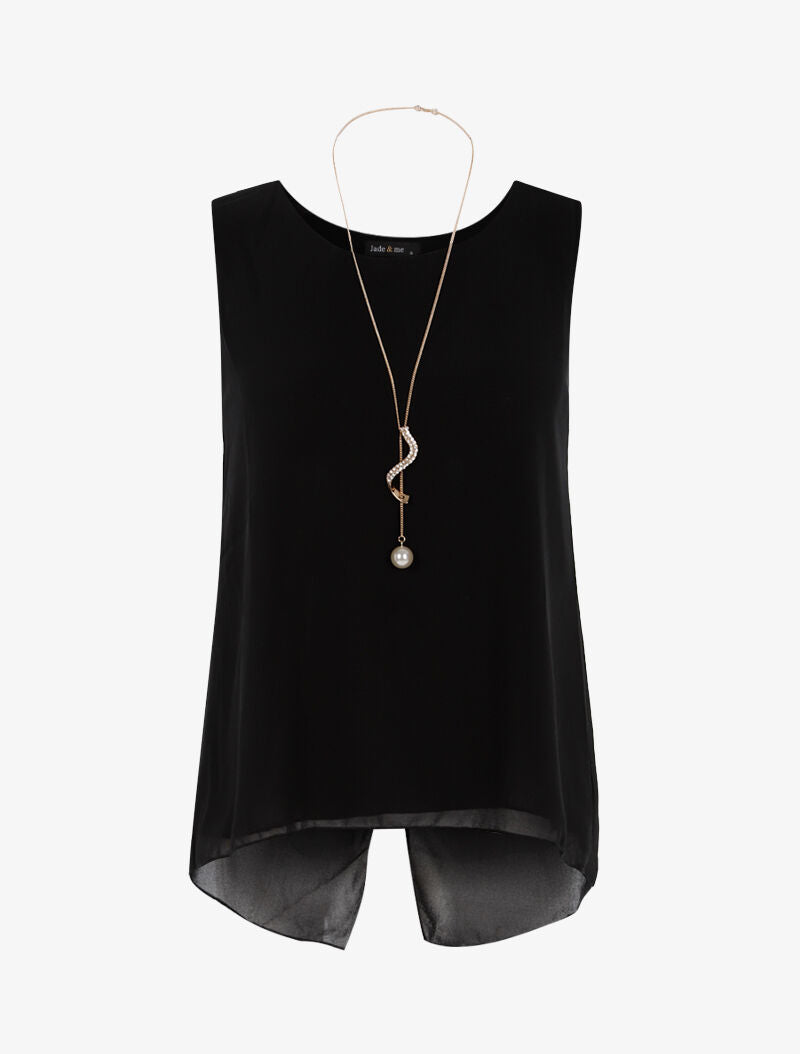 Top asymétrique en voile - noir - 1