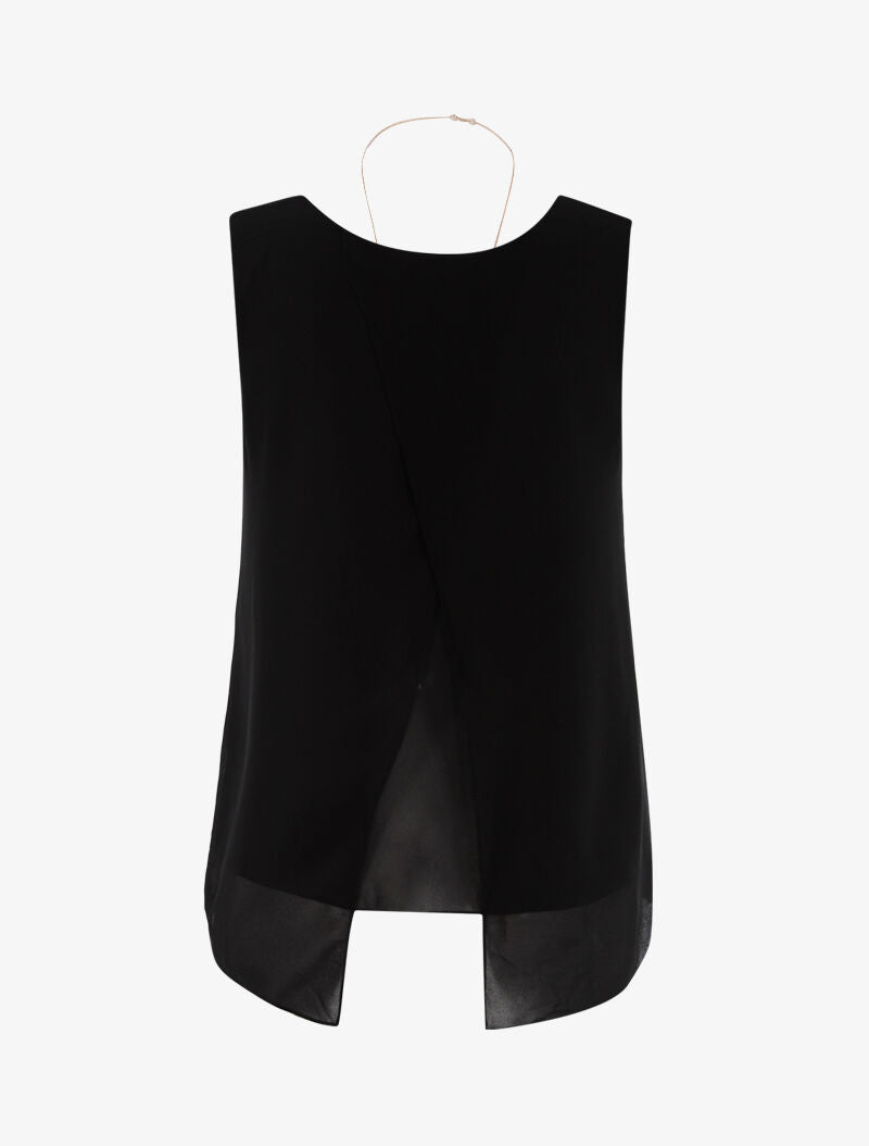 Top asymétrique en voile - noir - 2