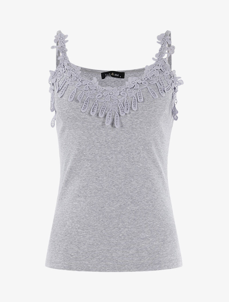 Débardeur à encolure en crochet - gris clair - 1