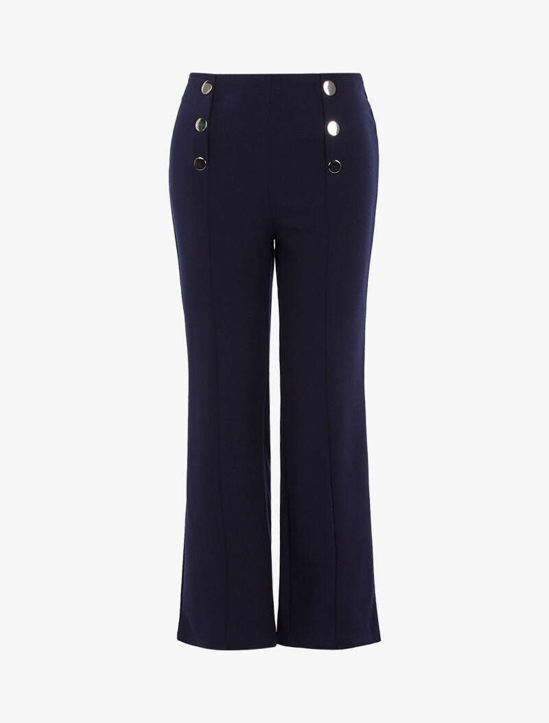 Pantalon fluide à boutons décoratifs - marine - 1
