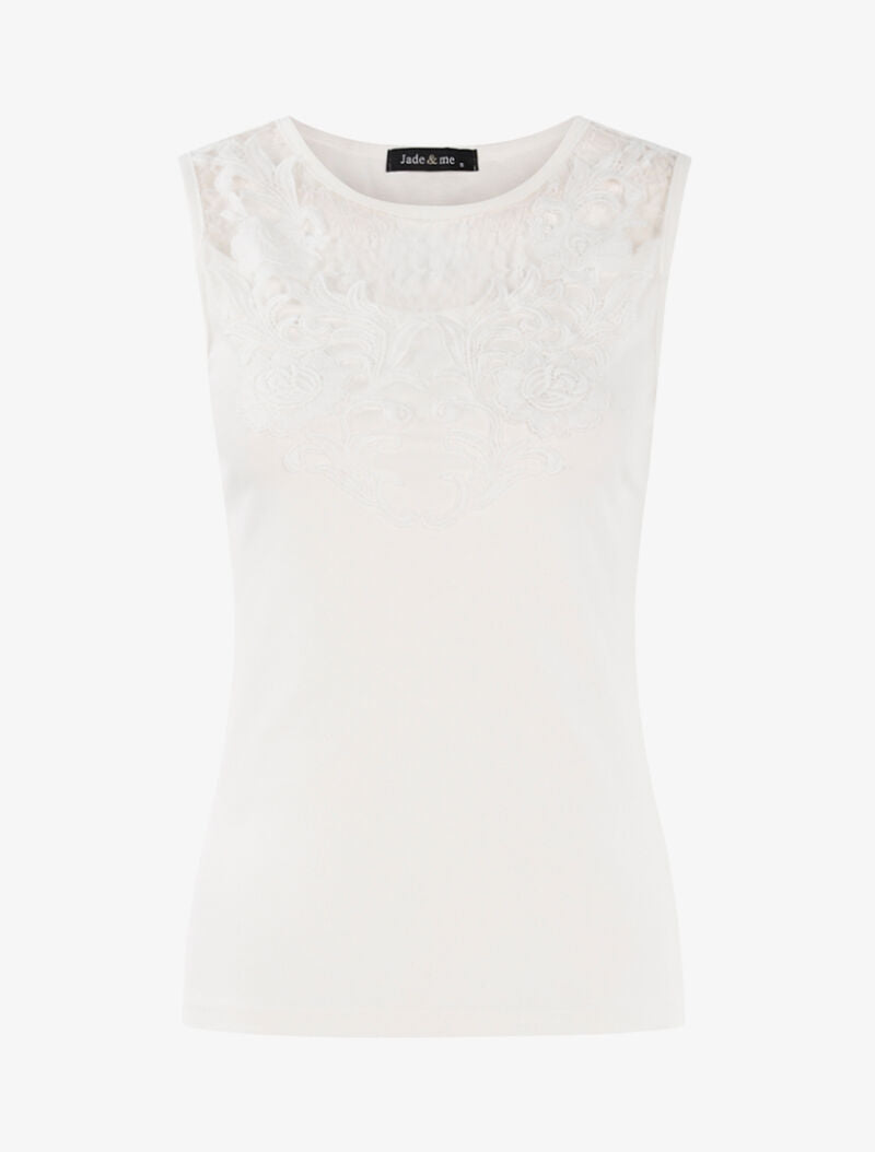 Débardeur à plastron dentelle - blanc - 3