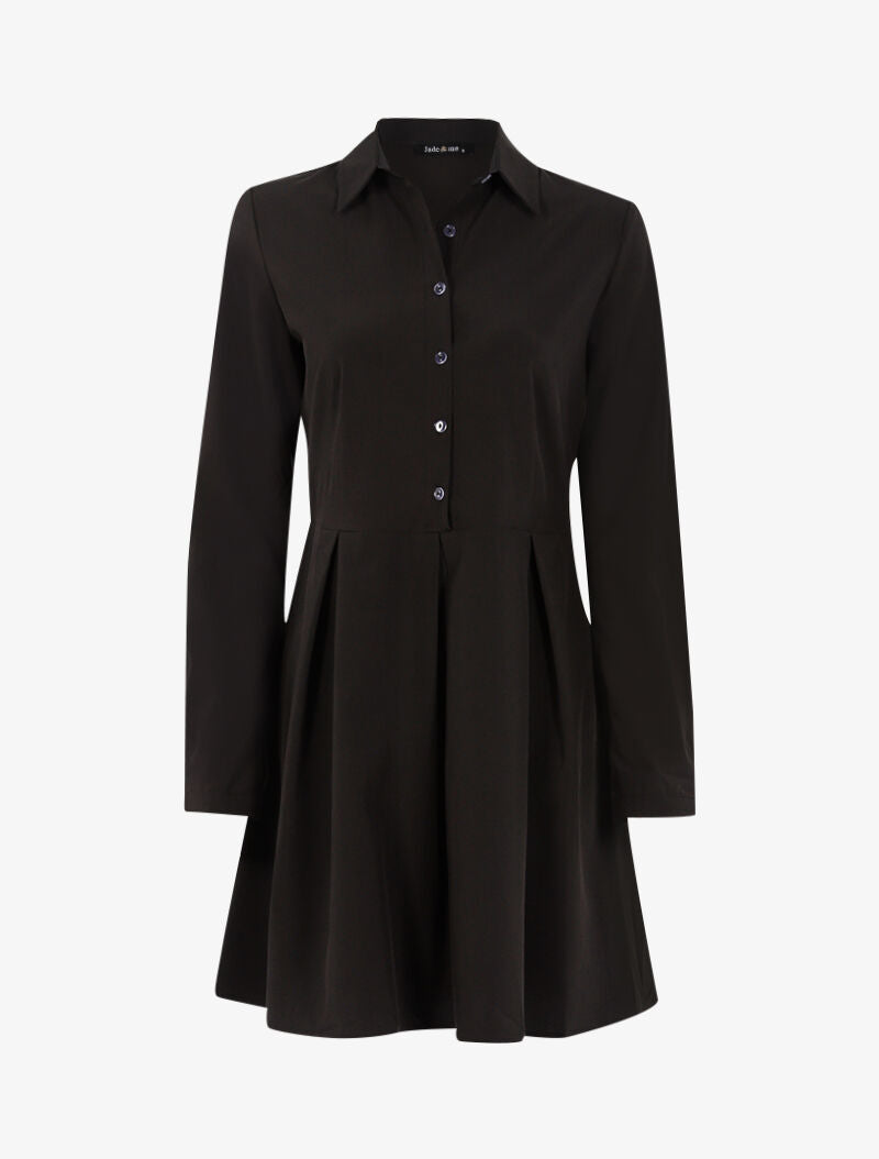 Robe patineuse style chemise - noir - 1