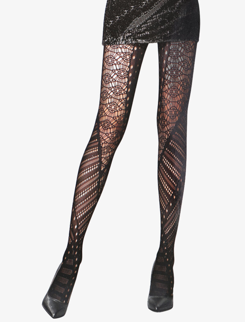 Collants fantaisies à formes géométriques - noir - 1