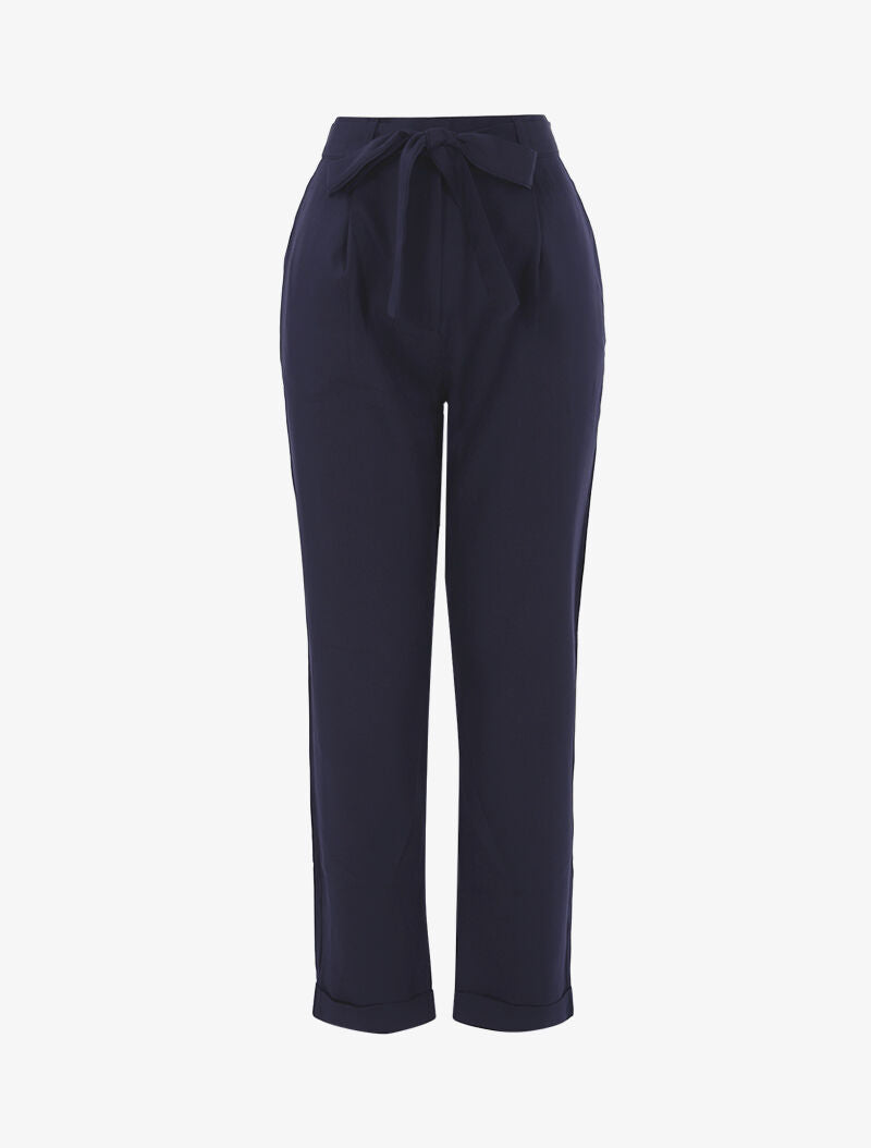 Pantalon 7/8 à effet satiné - marine