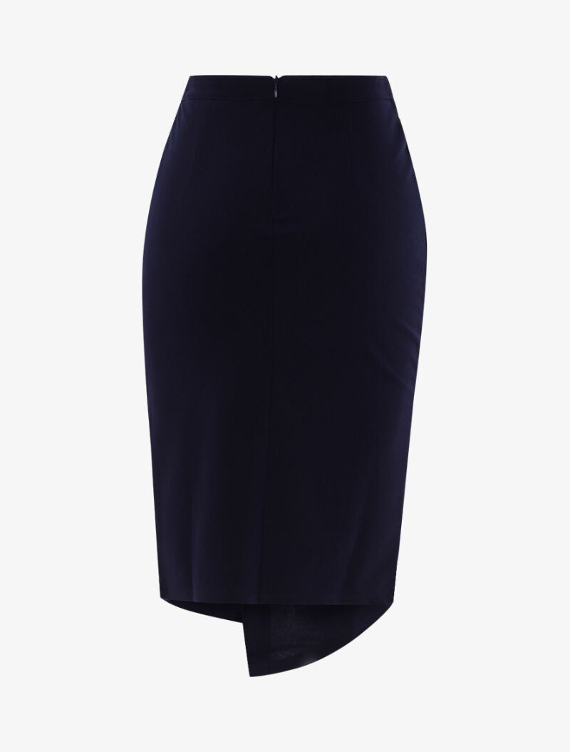 Jupe à fronces et bord asymétrique - marine - 2