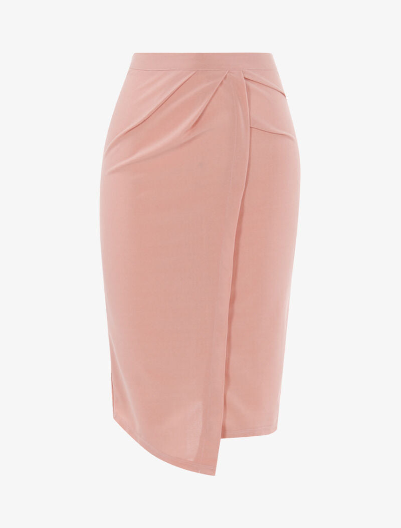 Jupe à fronces et bord asymétrique - rose - 3