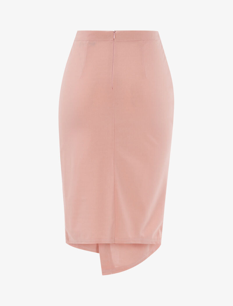 Jupe à fronces et bord asymétrique - rose - 2