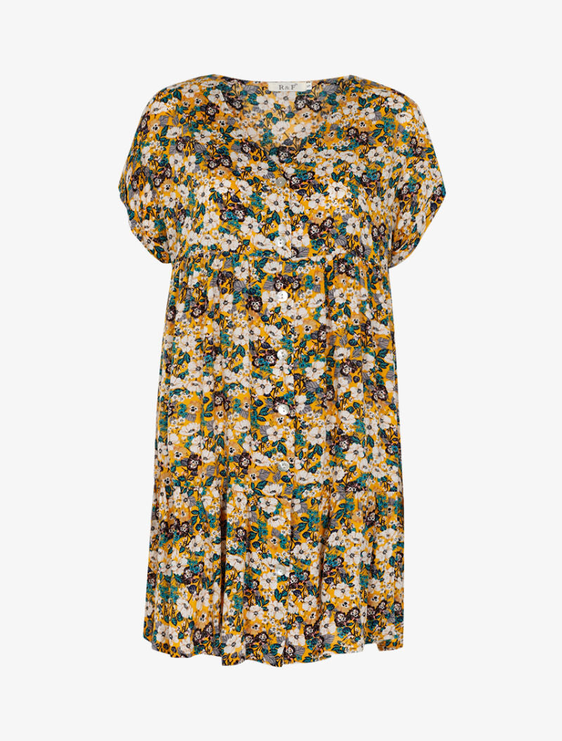 Robe ample fleurie - jaune - 3