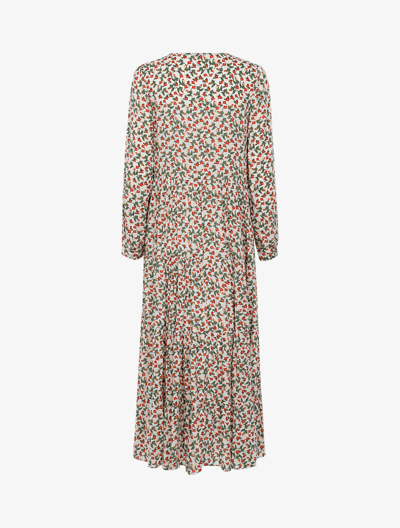 Robe longue trapèze fleurie - blanc - 2