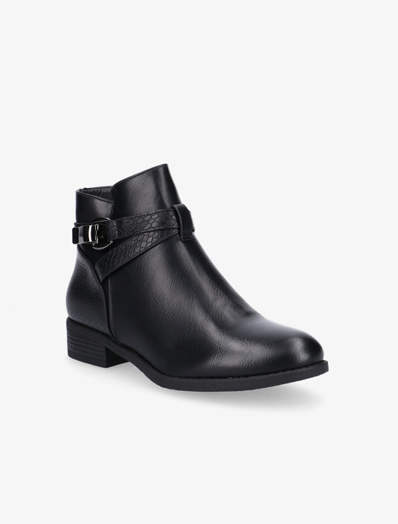 Low boots à sangle dorée - noir - 3