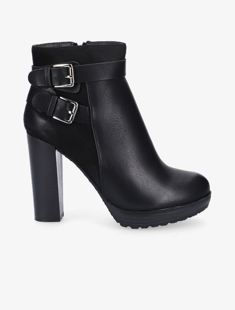 Bottines hautes bimatière à sangles - noir - 2