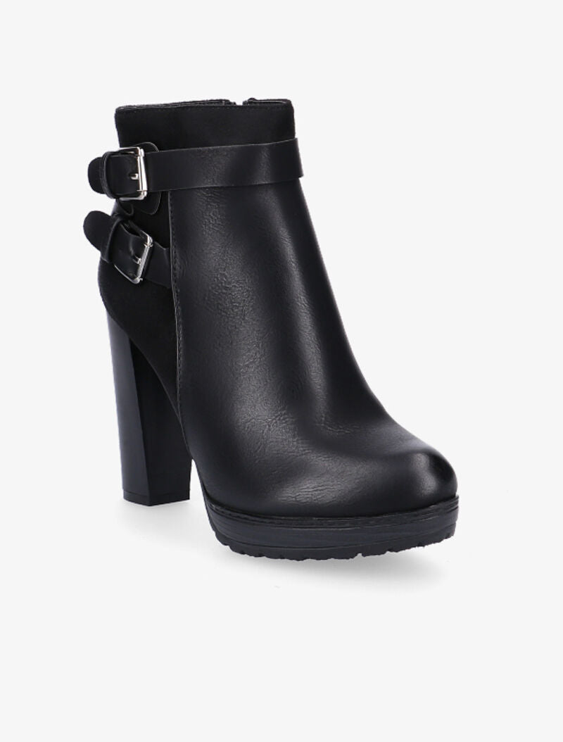 Bottines hautes bimatière à sangles - noir - 3
