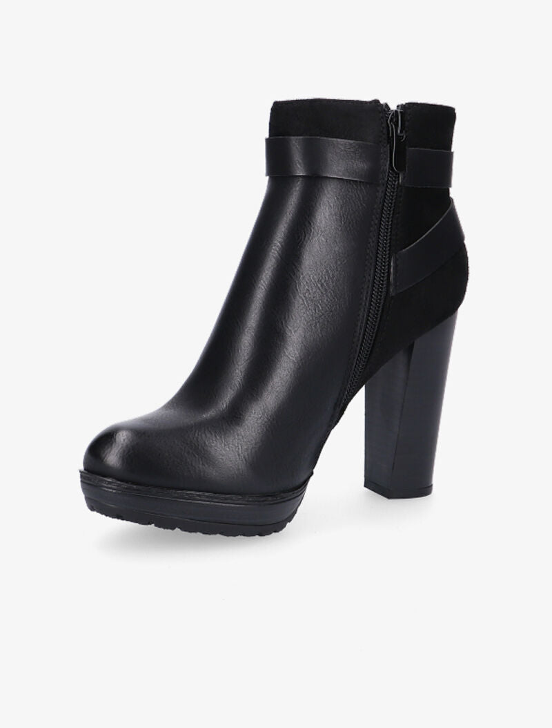 Bottines hautes bimatière à sangles - noir - 4