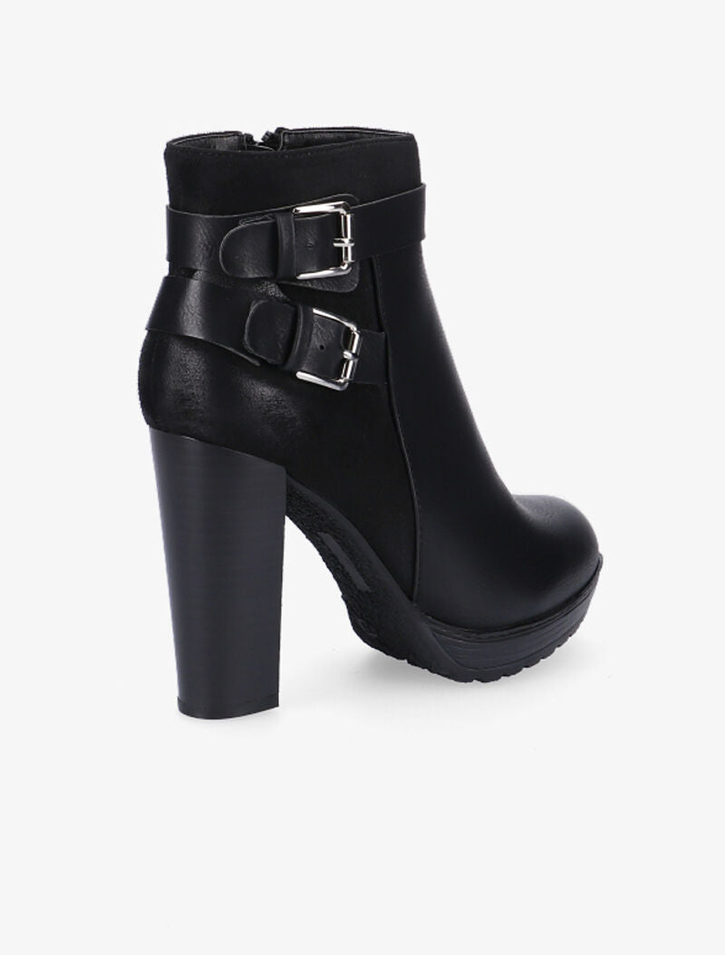 Bottines hautes bimatière à sangles - noir - 5