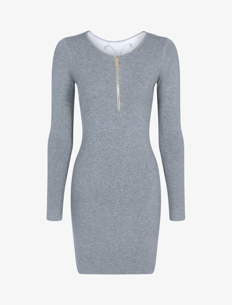 Robe pull à détail papillon - gris clair - 1