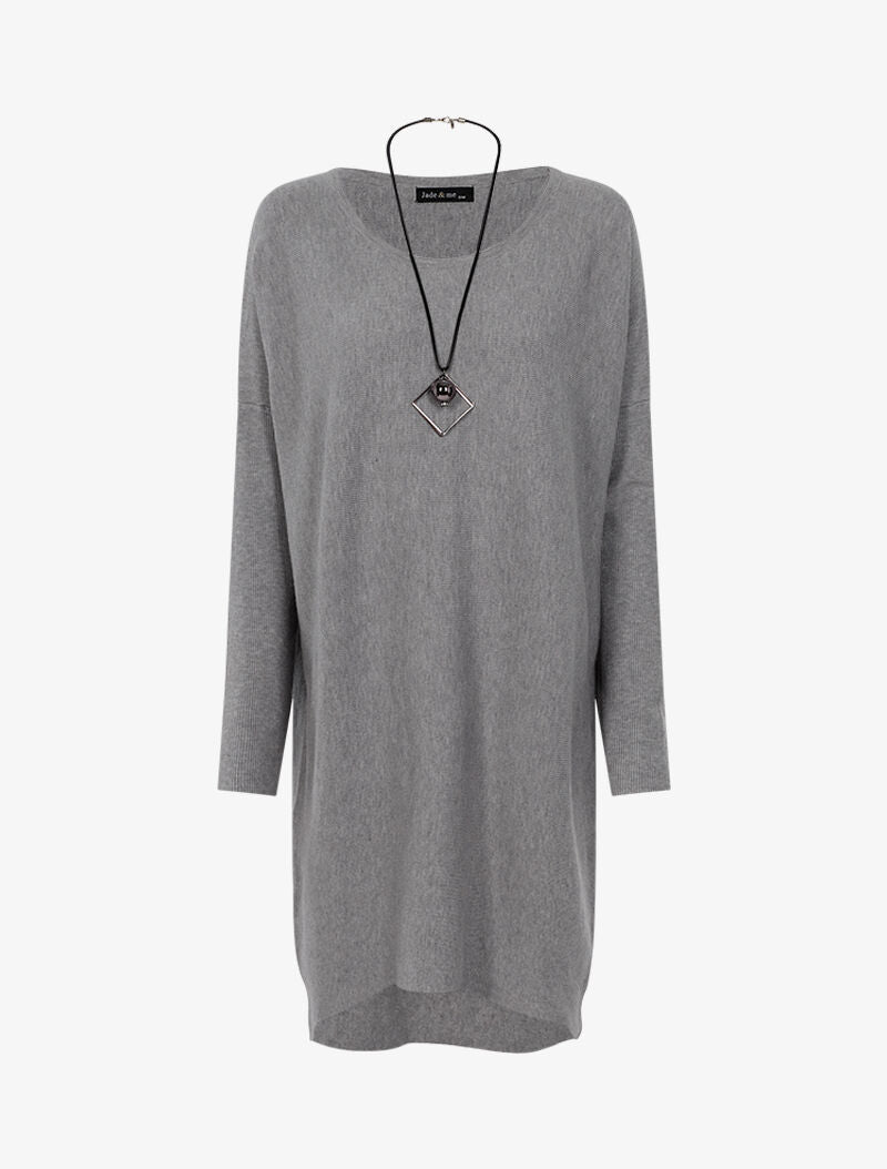 Robe loose avec sautoir - gris clair - 3