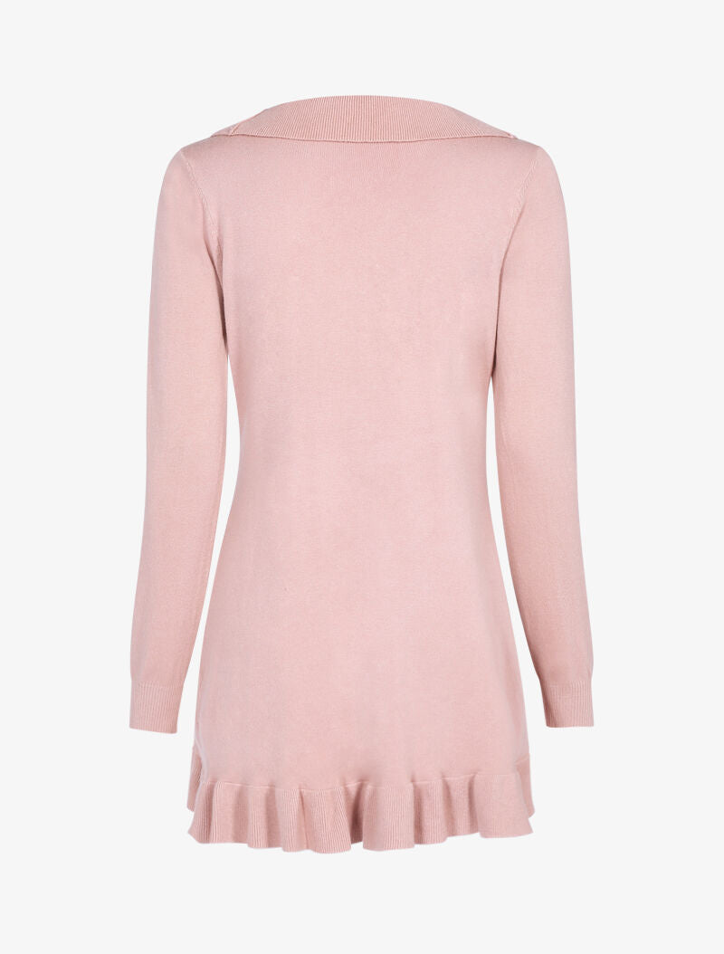 Gilet doux à bords volantés - rose - 2