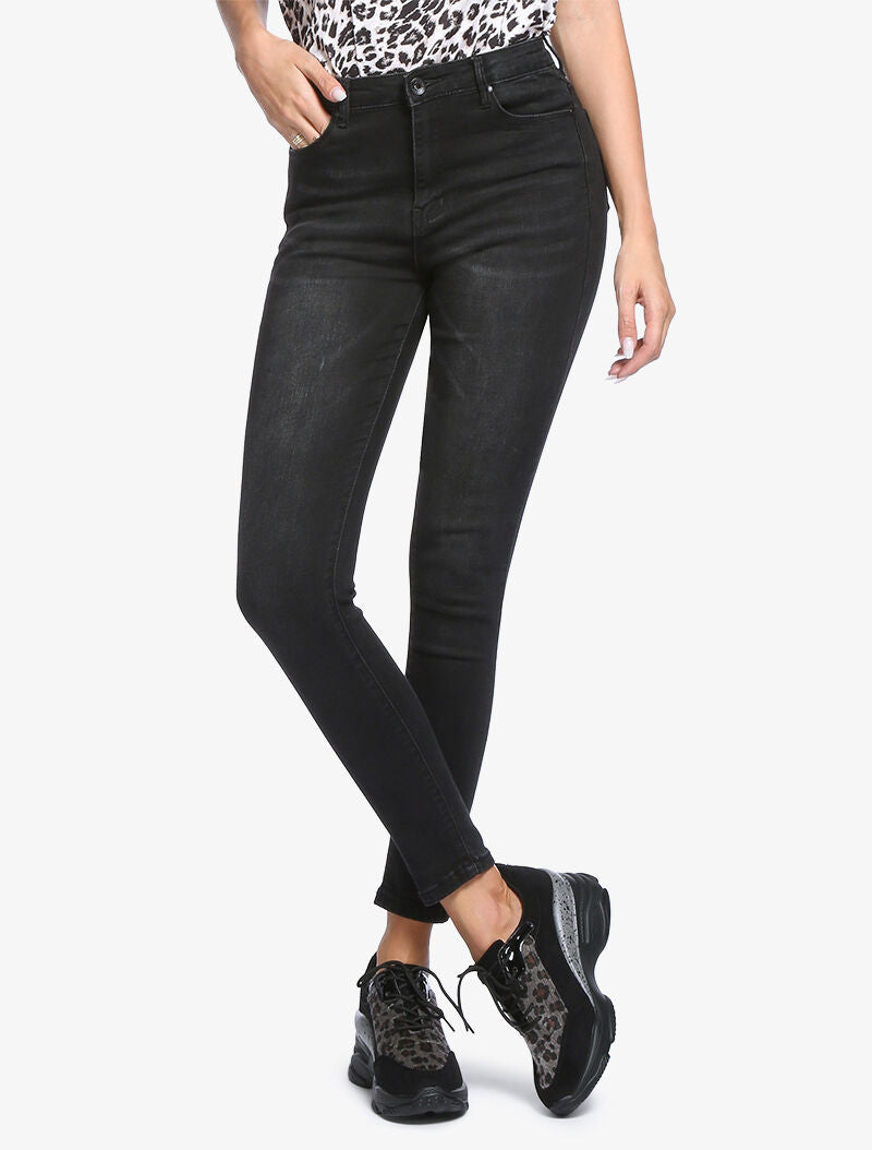 Jean slim basique délavé - noir - 6