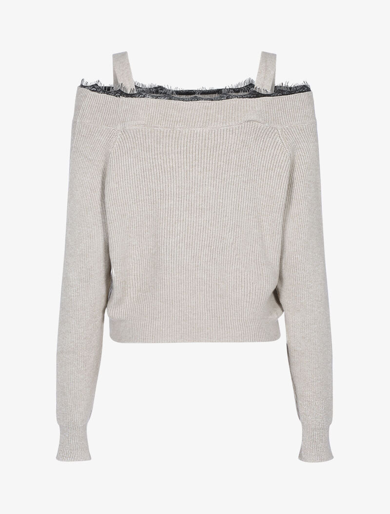 Pull à épaules dénudées - beige - 2