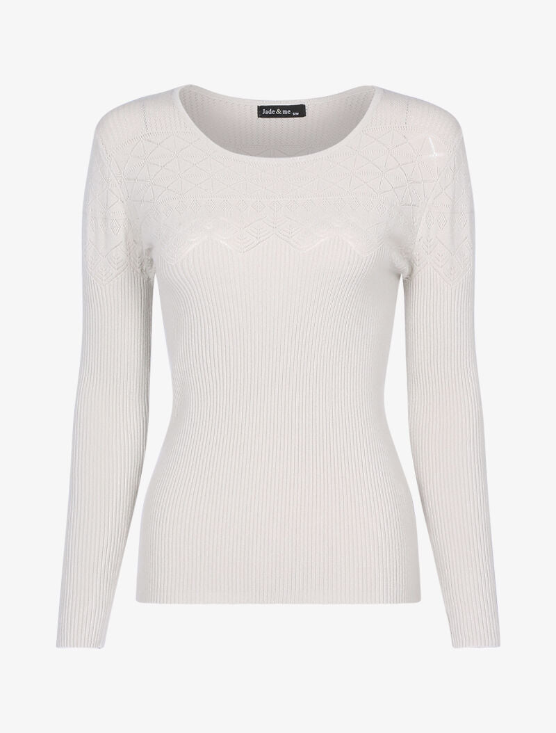 Pull à détails géométriques - beige - 1