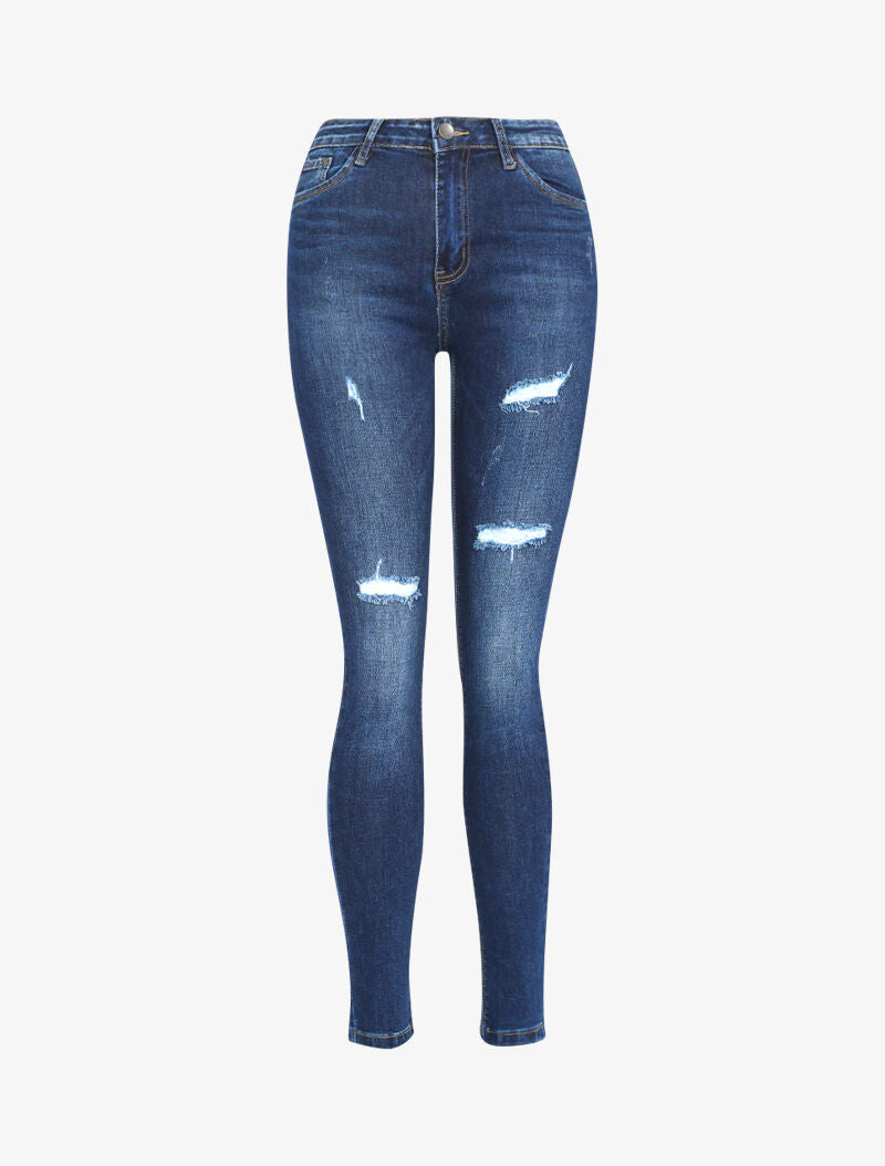 Jean à déchirures - denim brut - 5