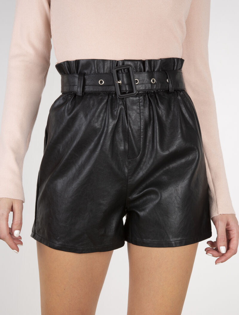 Mini short en simili - noir - 4