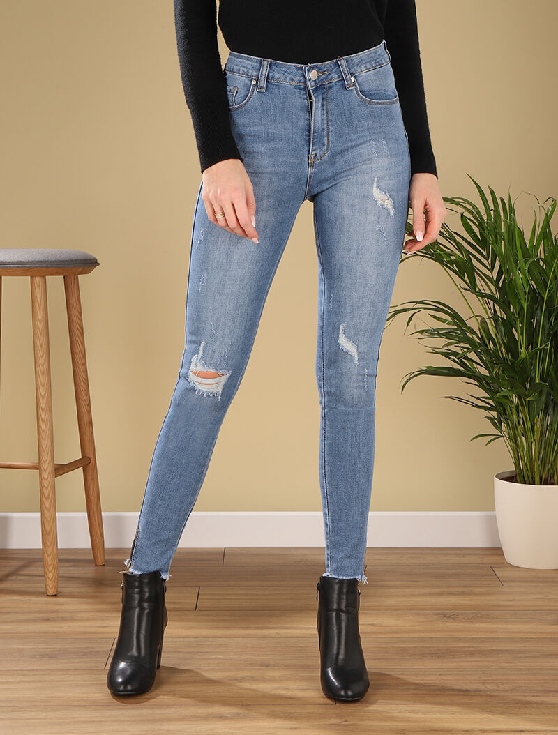 Jean skinny à chevilles zippées - bleu denim - 5