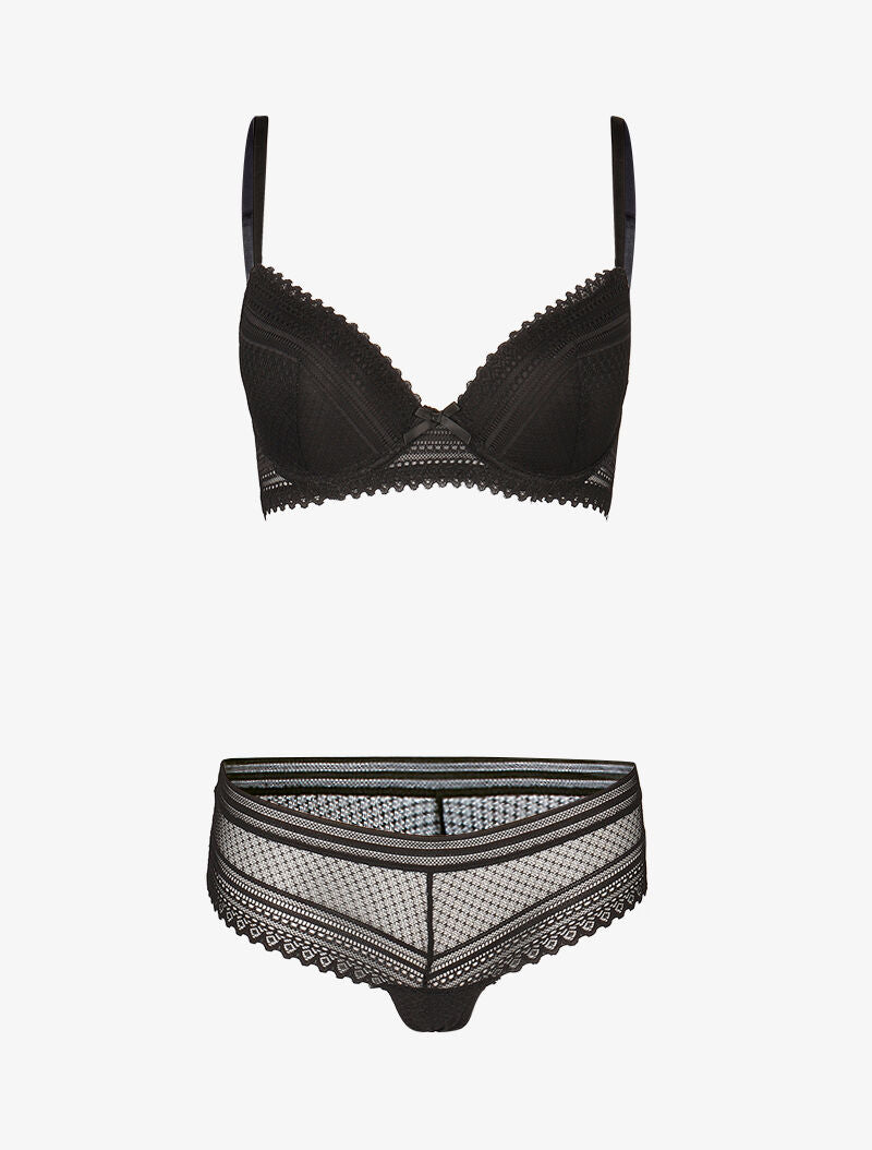 Ensemble emboitant effet broderies - noir - 3