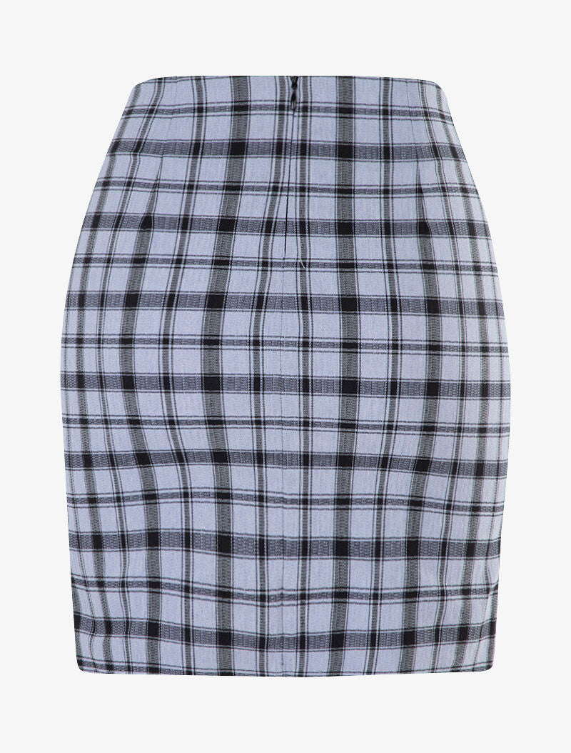 Mini jupe à imprimé tartan - bleu clair - 2