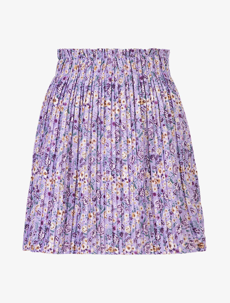 Jupe plissée à fleurs - violet - 1