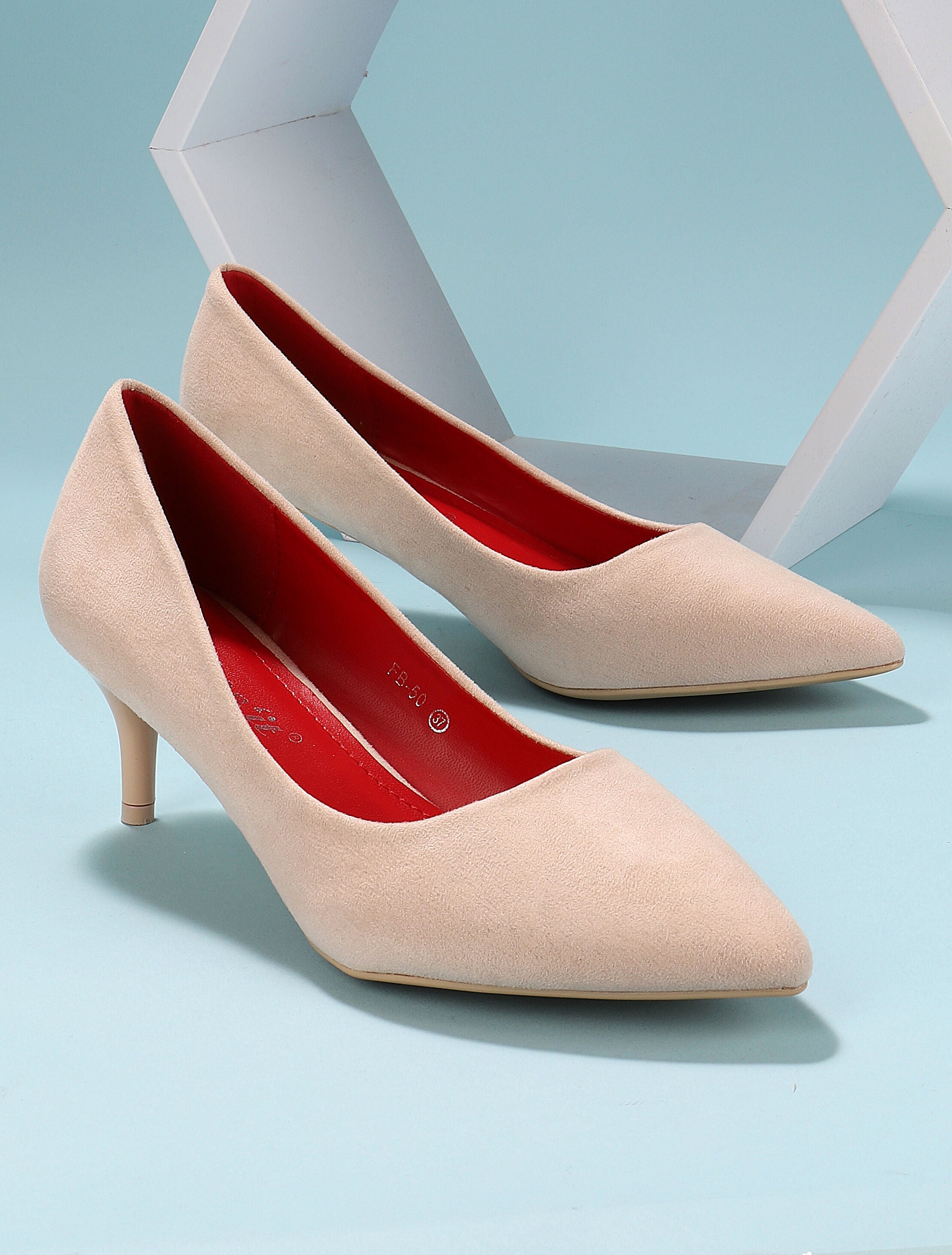 Escarpins suédés unis - beige rosé - 6