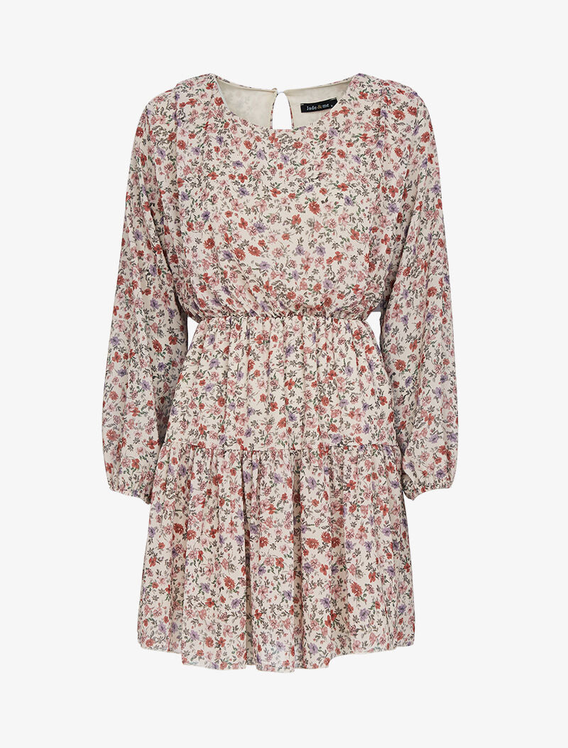 Robe patineuse à imprimé floral - beige - 2
