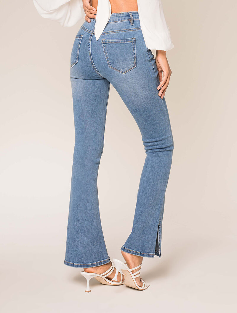 Jean flare à côtés fendus - bleu denim - 2