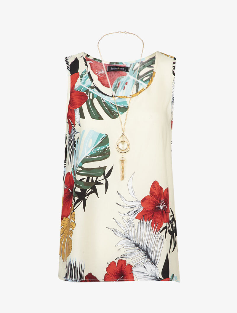Top à imprimé tropical - beige - 3