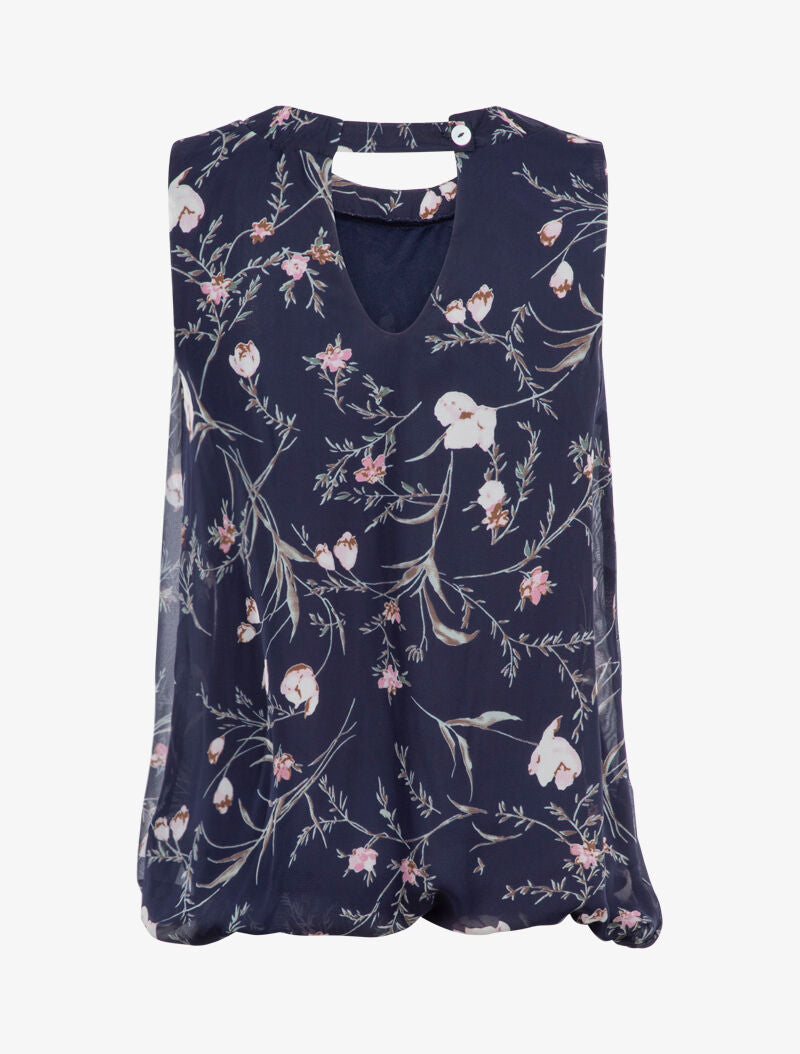 Top à imprimé fleurs stylisées - marine - 2