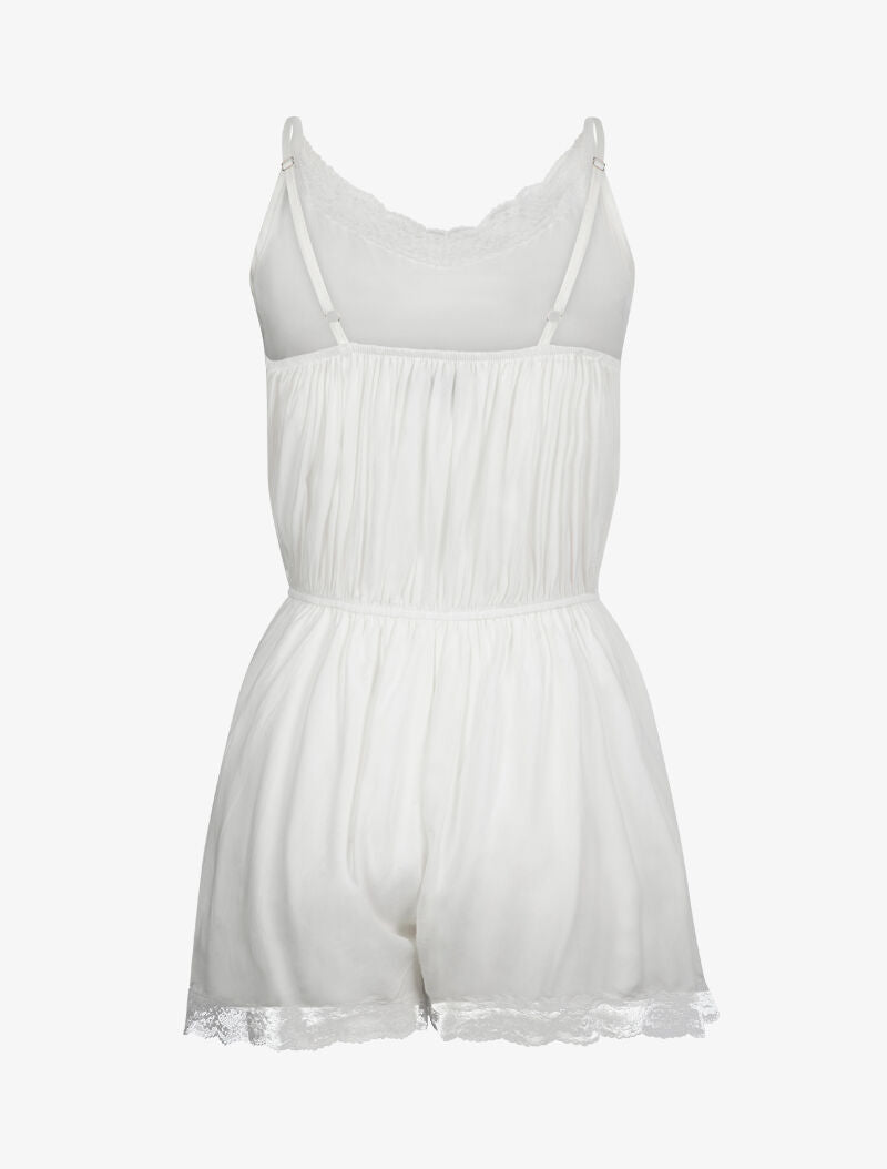 Combishort uni à bords dentelle - blanc - 2