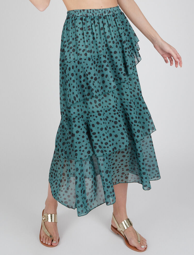 Jupe midi volantée - vert - 3