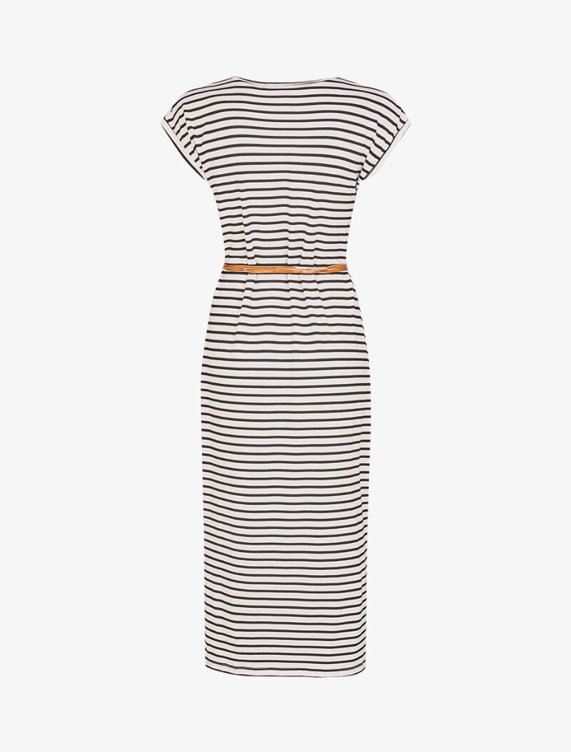 Robe droite marinière à côtés fendus - blanc - 2