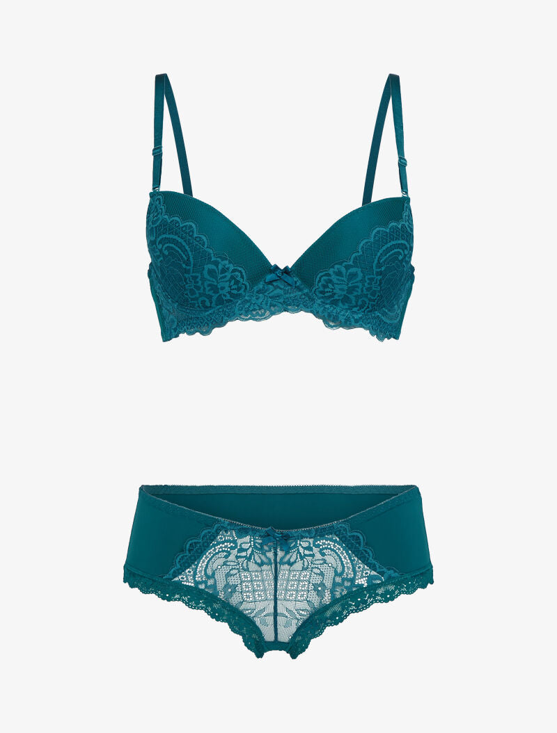 Ensemble emboitant en résille et dentelle - vert - 3